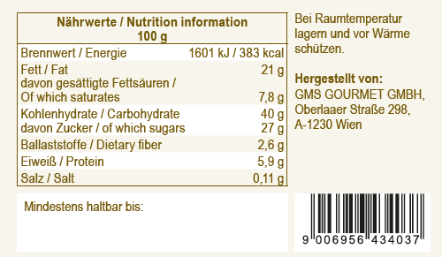 Nährwertetabelle der Linzer Torte
