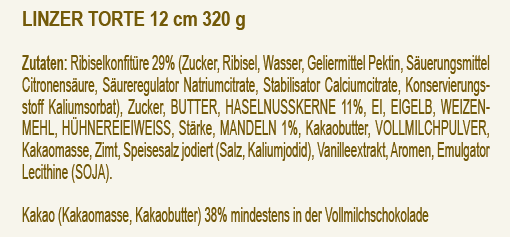 Zutatenliste der Linzer Torte