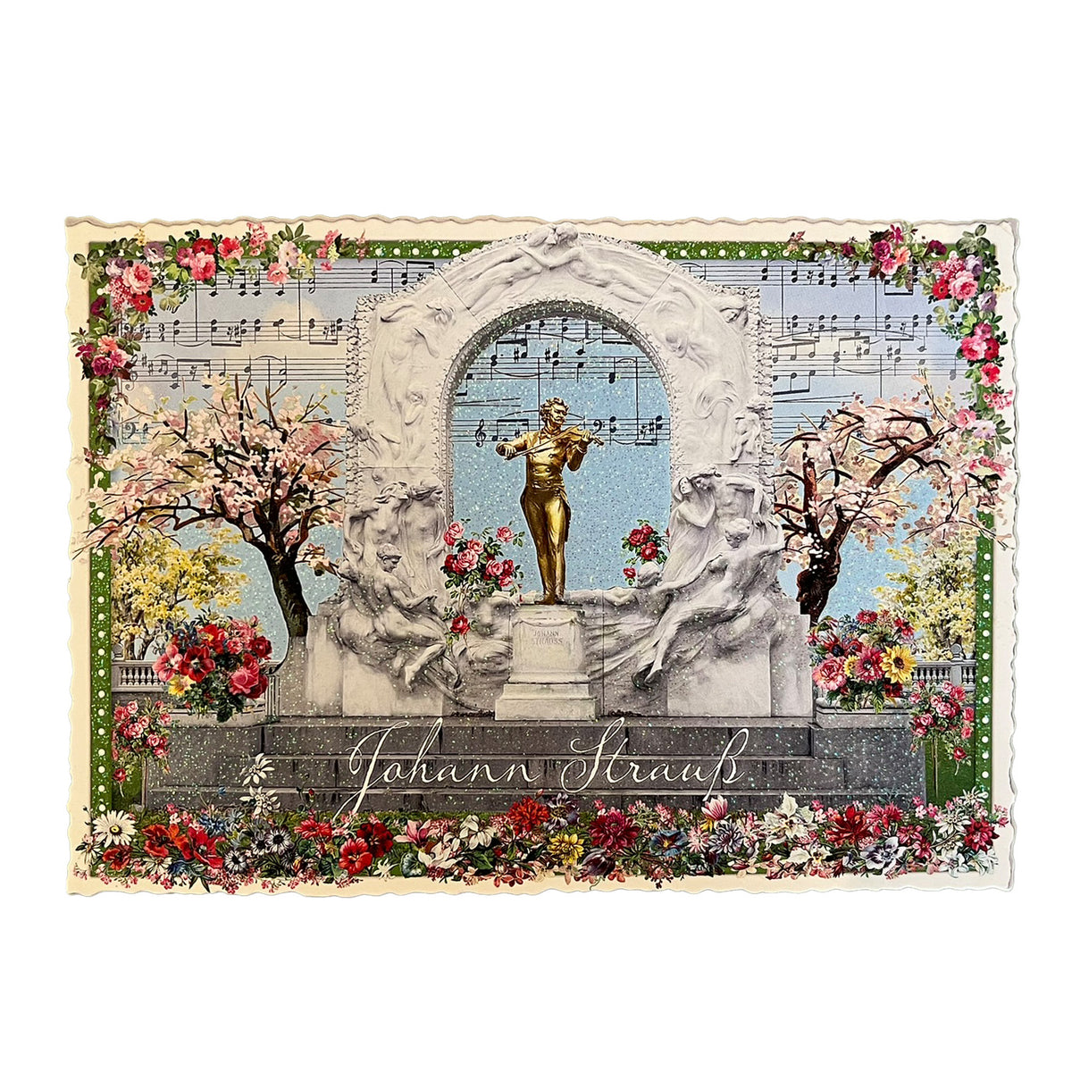 Postkarte vom Johann Strauss Denkmal