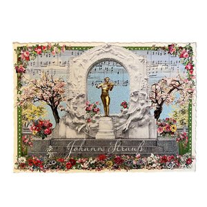 Postkarte vom Johann Strauss Denkmal