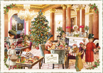 Weihnachtskarte mit einer festlichen Darstellung des Palais Todesco, geschmückt für die Feiertage.