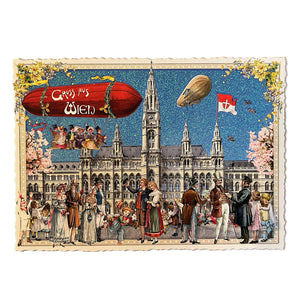 Postkarte Gruss aus Wien Rathausplatz