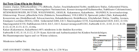 Nährwertetabelle & Zutaten der Sisi Torte