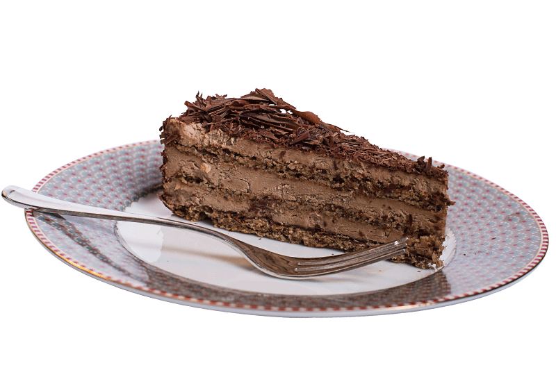 Einzelstück der Haus Torte auf einem elegantem Teller